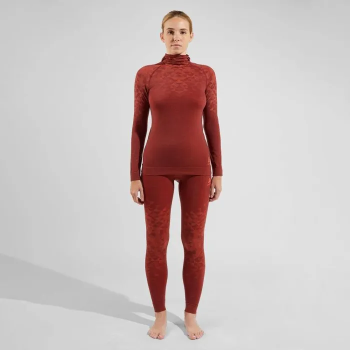 Odlo Base Layers The Kinship Performance Wool Warm Base Layer With Facemask Spiced Apple Melange 8211 Women