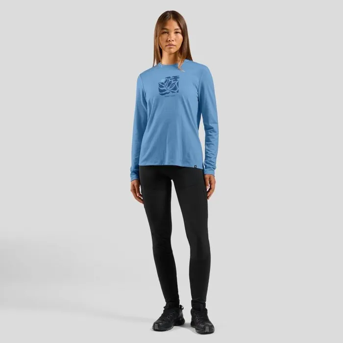 Odlo Mid Layers and Longsleeves The Ascent Merino 200 Nature Lover Long Sleeve TShirt Provincial Blue 8211 Women