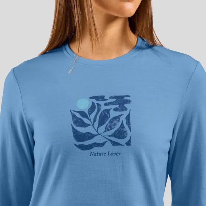 Odlo Mid Layers and Longsleeves The Ascent Merino 200 Nature Lover Long Sleeve TShirt Provincial Blue 8211 Women