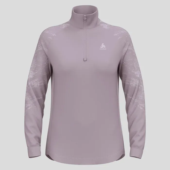 Odlo Mid Layers and Longsleeves The Berra Graphic Half Zip Gray Ridge 8211 Women