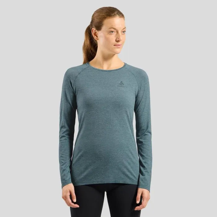 Odlo Mid Layers and Longsleeves The Essentials Seamless Long Sleeve Running TShirt Provincial Blue Melange 8211 Women Odlo Mid Layers and Longsleeves The Essentials Seamless Long Sleeve Running TShirt Provincial Blue Melange 8211 Women