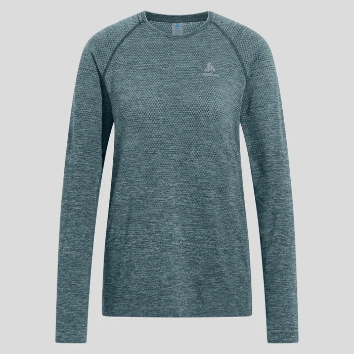 Odlo Mid Layers and Longsleeves The Essentials Seamless Long Sleeve Running TShirt Provincial Blue Melange 8211 Women