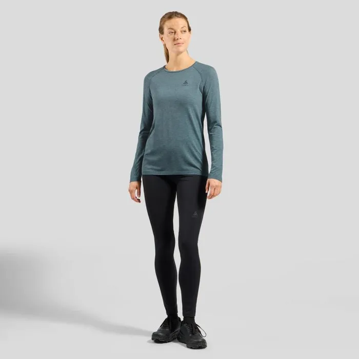 Odlo Mid Layers and Longsleeves The Essentials Seamless Long Sleeve Running TShirt Provincial Blue Melange 8211 Women