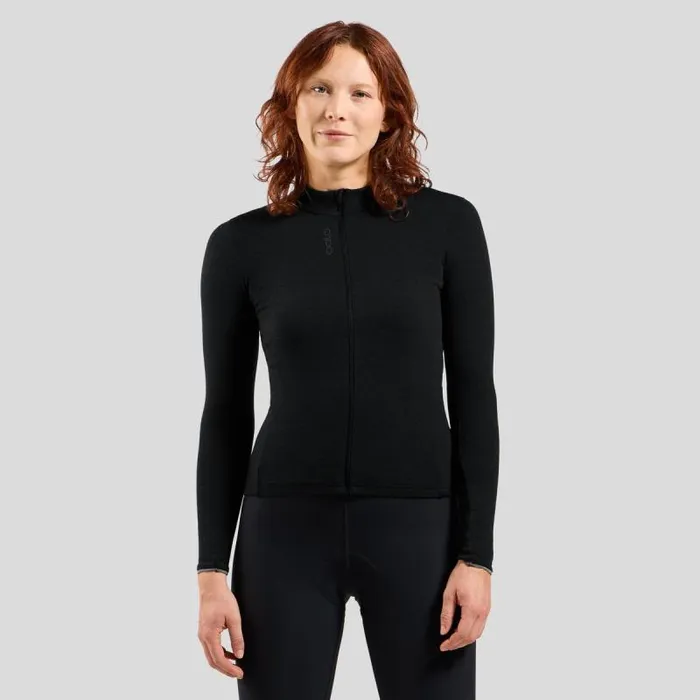 Odlo Mid Layers and Longsleeves The Performance Wool Long Sleeve Cycling Jersey Black 8211 Women Odlo Mid Layers and Longsleeves The Performance Wool Long Sleeve Cycling Jersey Black 8211 Women