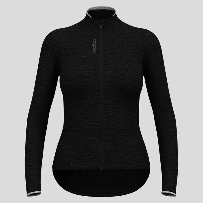 Odlo Mid Layers and Longsleeves The Performance Wool Long Sleeve Cycling Jersey Black 8211 Women