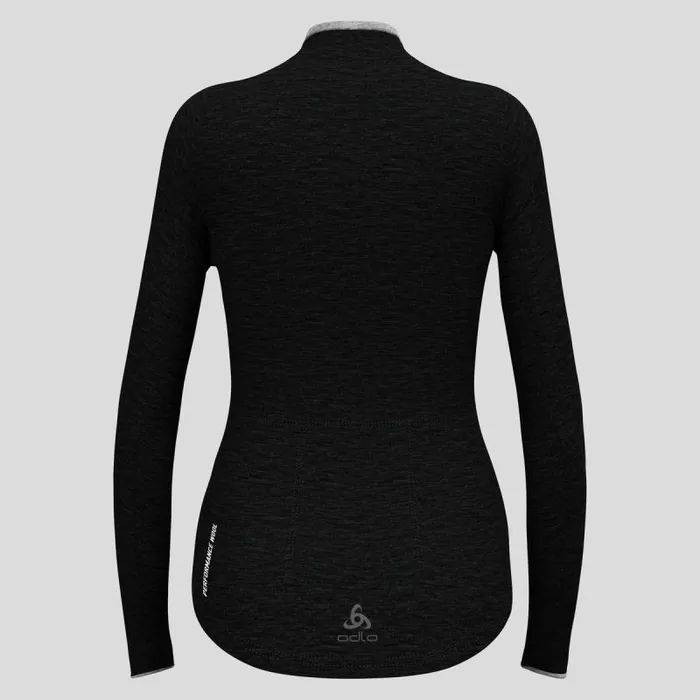 Odlo Mid Layers and Longsleeves The Performance Wool Long Sleeve Cycling Jersey Black 8211 Women