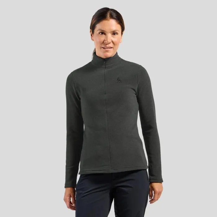 Odlo Mid Layers and Longsleeves The Roy HalfZip Mid Layer Shale Grey 8211 Black Stripes 8211 Women