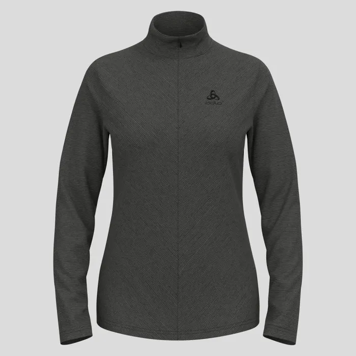 Odlo Mid Layers and Longsleeves The Roy HalfZip Mid Layer Shale Grey 8211 Black Stripes 8211 Women