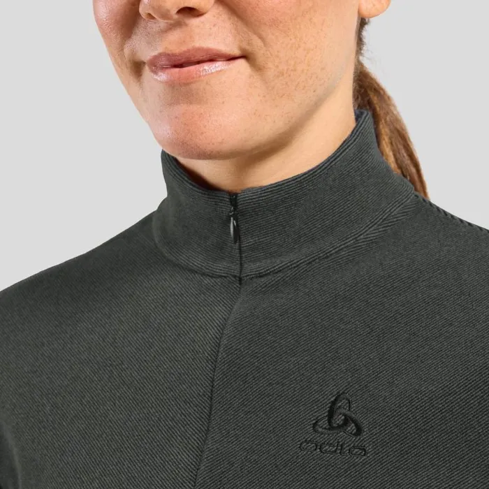 Odlo Mid Layers and Longsleeves The Roy HalfZip Mid Layer Shale Grey 8211 Black Stripes 8211 Women