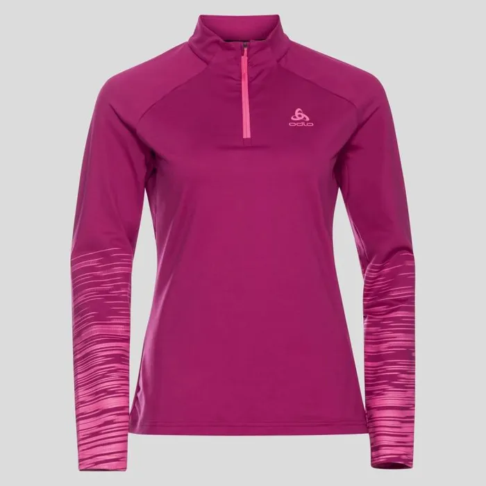 Odlo Mid Layers and Longsleeves The Sesvenna Graphic HalfZip Mid Layer Festival Fuchsia 8211 Women