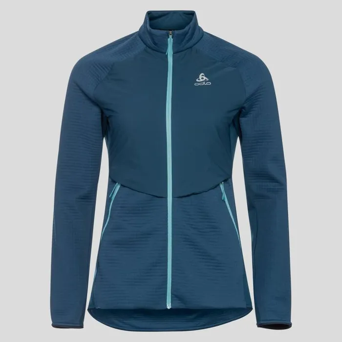 Odlo Mid Layers and Longsleeves The Sesvenna Hybrid SThermic Mid Layer Zip Blue Wing Teal 8211 Women