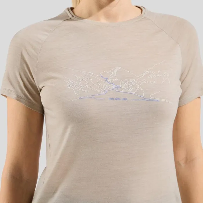 Odlo Tshirts and Polos Ascent Performance Wool 130 Run Bike Hike TShirt Silver Cloud Melange 8211 Women
