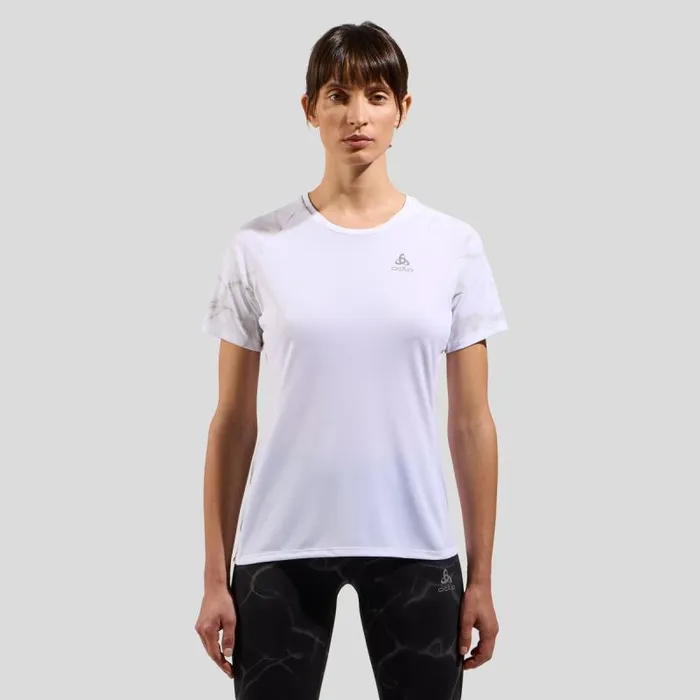 Odlo Tshirts and Polos The Essentials Print Running TShirt White 8211 Women