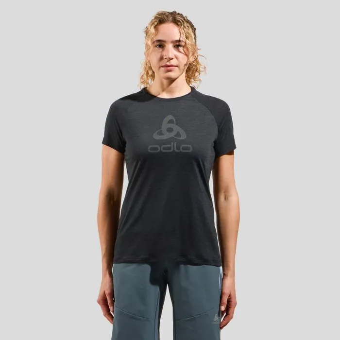 Odlo Tshirts and Polos The Ride 365 Performance Wool 130 Logo TShirt Black Melange 8211 Women Odlo Tshirts and Polos The Ride 365 Performance Wool 130 Logo TShirt Black Melange 8211 Women