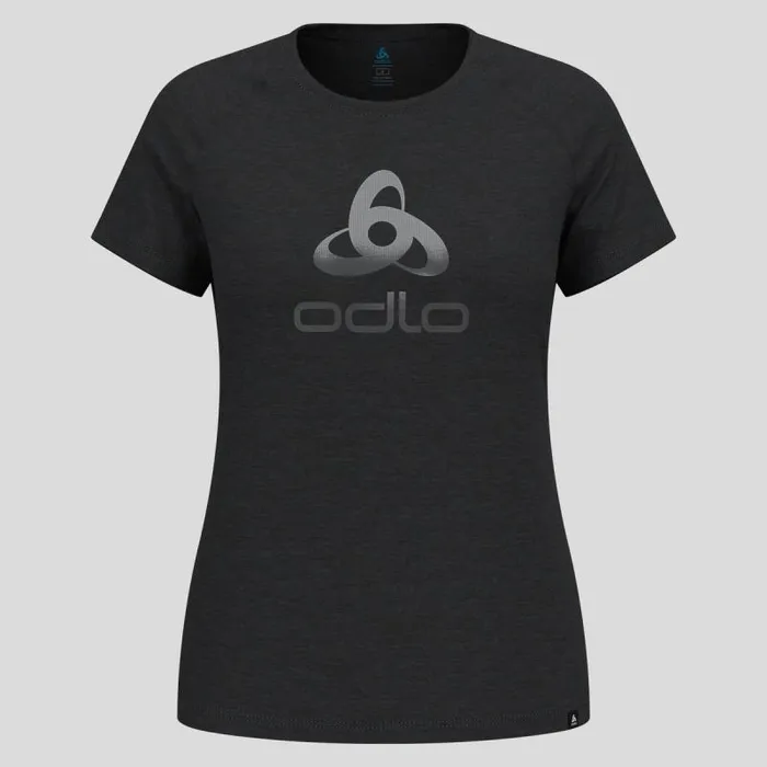 Odlo Tshirts and Polos The Ride 365 Performance Wool 130 Logo TShirt Black Melange 8211 Women