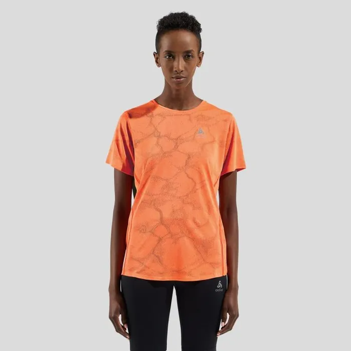 Odlo Tshirts and Polos The Zeroweight Engineered ChillTec Running TShirt Living Coral Melange 8211 Women