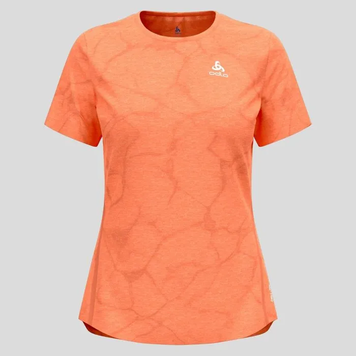 Odlo Tshirts and Polos The Zeroweight Engineered ChillTec Running TShirt Living Coral Melange 8211 Women