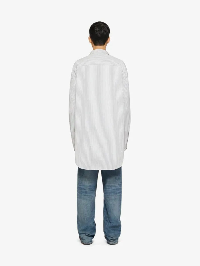 Oversized Asymmetrical Striped Shirt In Cotton Light Blue Men Givenchy Shirts