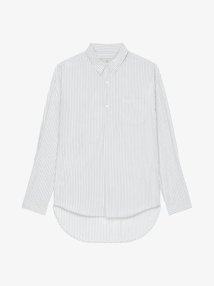 Oversized Asymmetrical Striped Shirt In Cotton Light Blue Men Givenchy Shirts