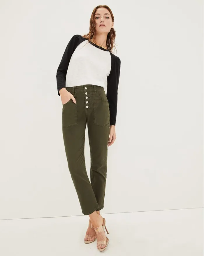 Pants Shop Veronica Beard Arya StraightLeg Pant Army Green