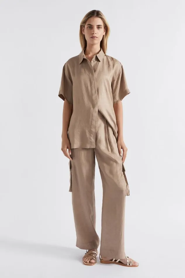 Pants Woman Seed Heritage Satin Cargo Pant Cookie