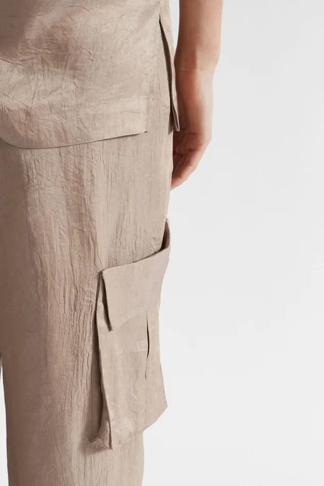 Pants Woman Seed Heritage Satin Cargo Pant Cookie