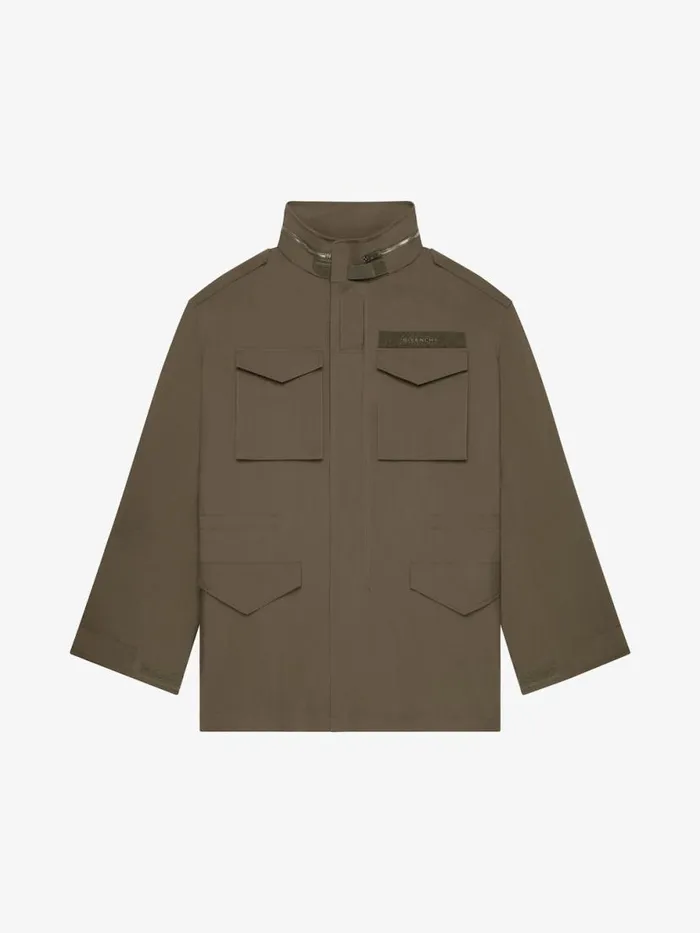 Parka In Cotton Canvas Olive Green Men Givenchy Coats and Jackets
