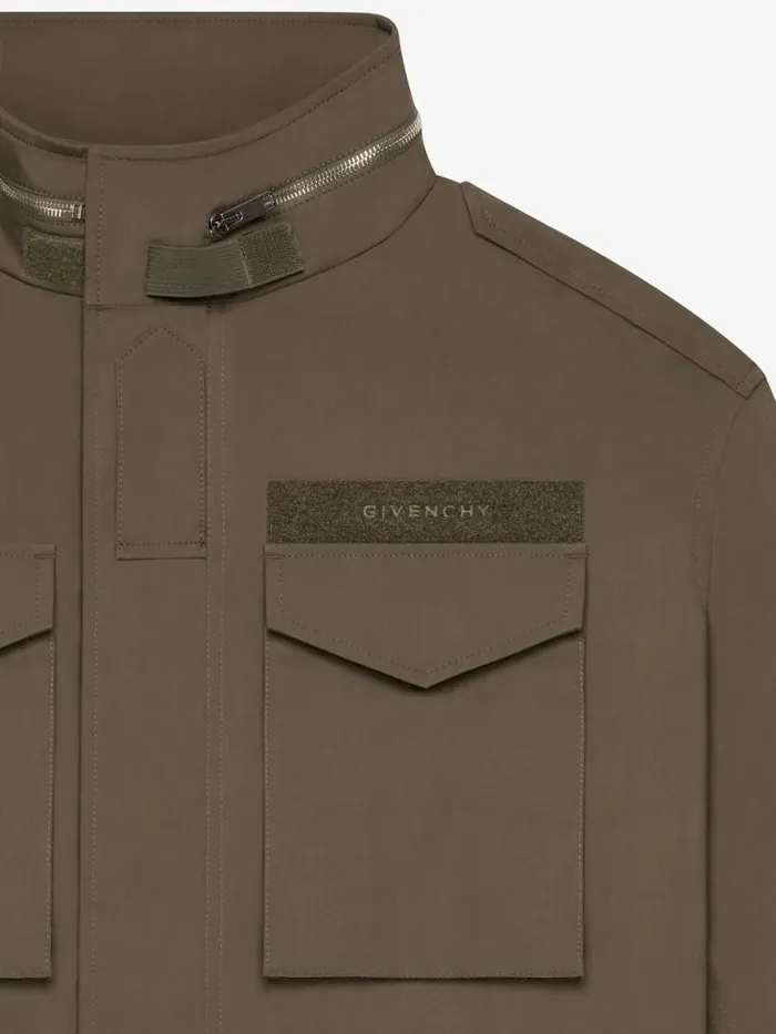 Parka In Cotton Canvas Olive Green Men Givenchy Coats and Jackets