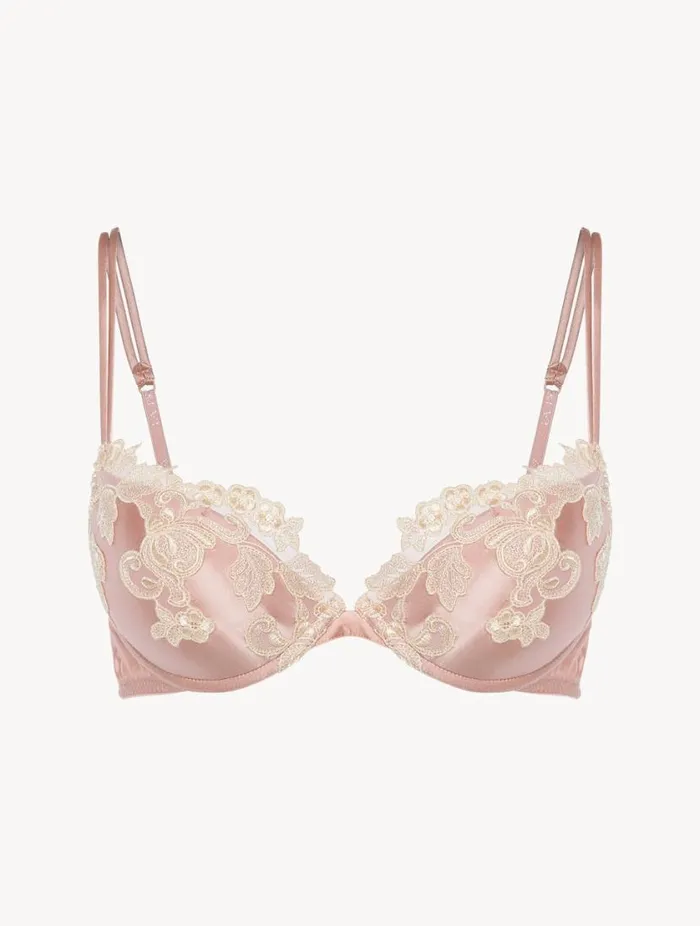Pink Silk Pushup Bra With Frastaglio Lingerie La Perla Padded