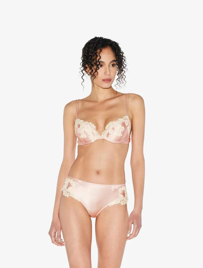 Pink Silk Pushup Bra With Frastaglio Lingerie La Perla Padded