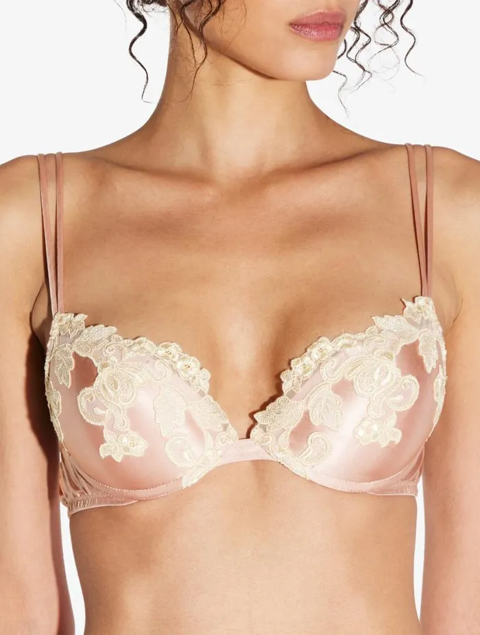 Pink Silk Pushup Bra With Frastaglio Lingerie La Perla Padded