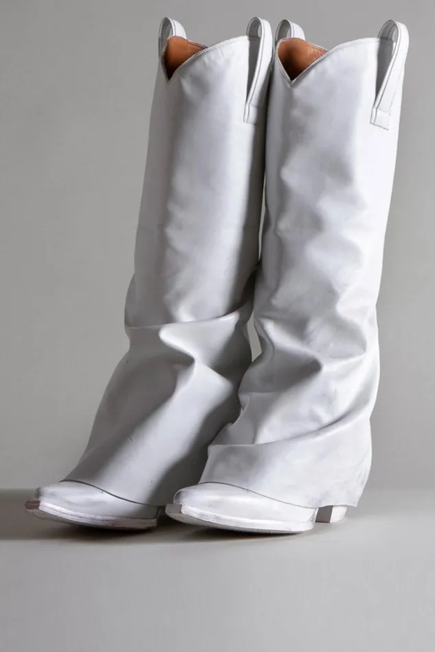 R13 Boots Women Mid Cowboy Boots With Sleeve 8211 White