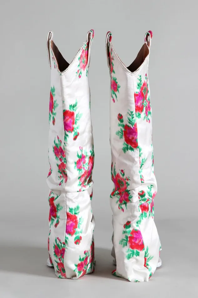 R13 Cowboy Boots Women Mid Cowboy Boot With Sleeve 8211 Red Rose On Ecru R13 Cowboy Boots Women Mid Cowboy Boot With Sleeve 8211 Red Rose On Ecru
