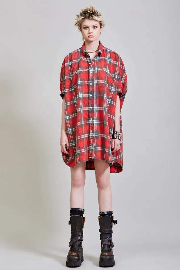 R13 Dresses Women Plaid Oversized Boxy Dress