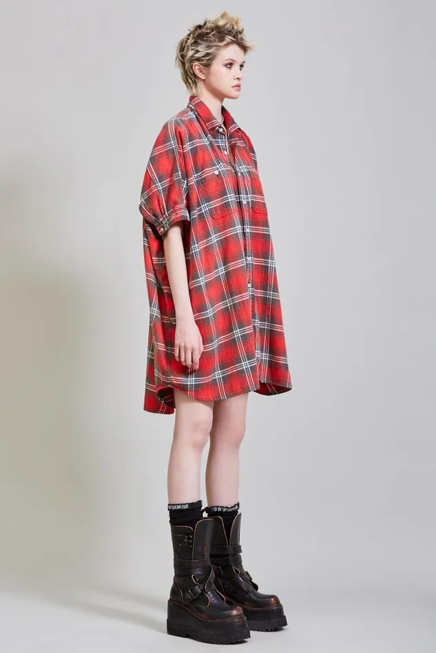 R13 Dresses Women Plaid Oversized Boxy Dress