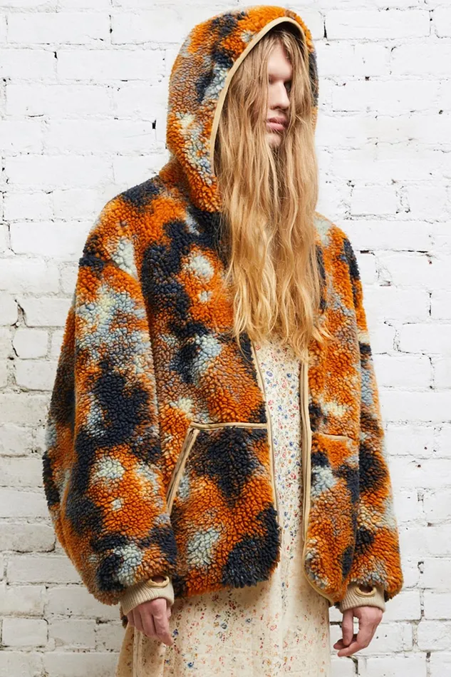R13 Jackets and Coats Men Oversized Fleece Hoodie 8211 Rust Camo