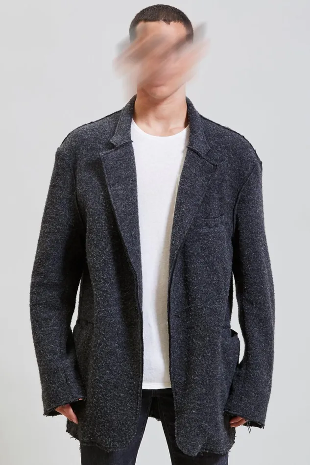 R13 Jackets and Coats Men Raw Cut Ragged Blazer 8211 Dark Grey