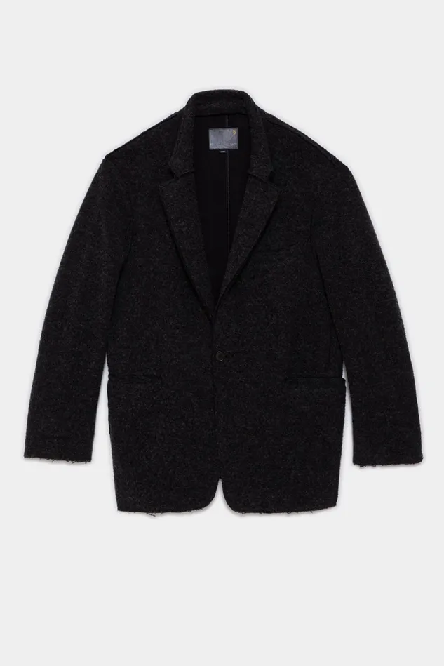 R13 Jackets and Coats Men Raw Cut Ragged Blazer 8211 Dark Grey