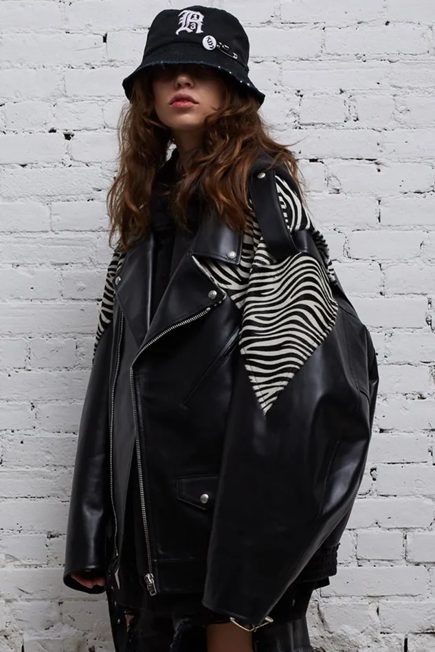 R13 Jackets and Coats Women Oversized Motorcycle Jacket 8211 Black With Zebra R13 Jackets and Coats Women Oversized Motorcycle Jacket 8211 Black With Zebra