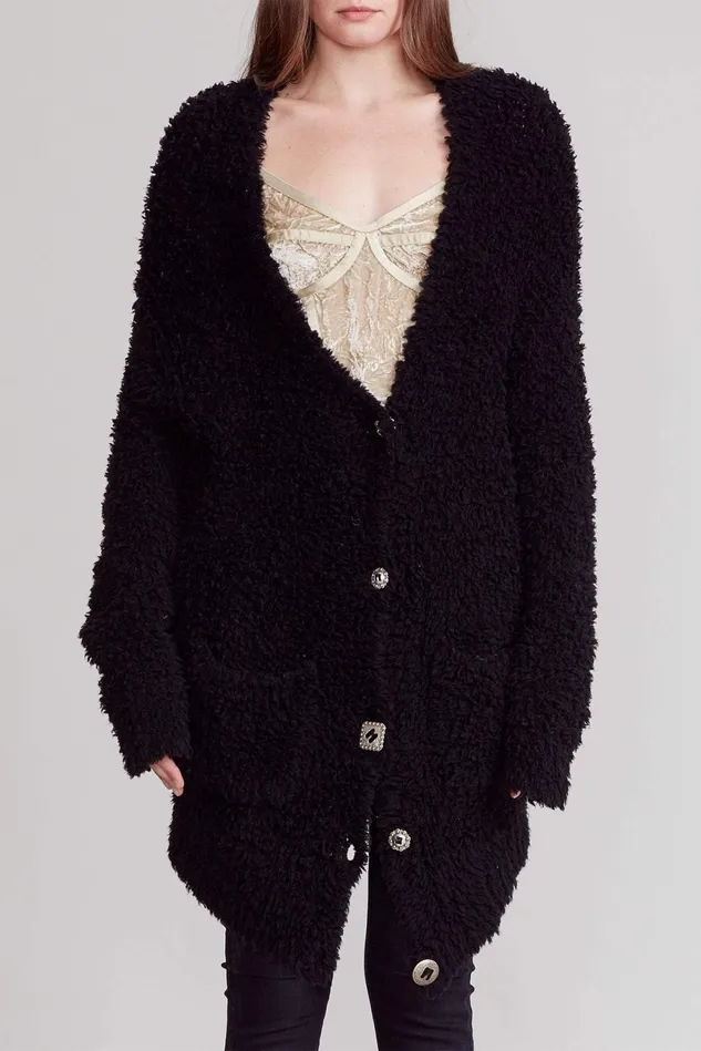 R13 Sweaters Women Teddy Bear Cardigan 8211 Black R13 Sweaters Women Teddy Bear Cardigan 8211 Black