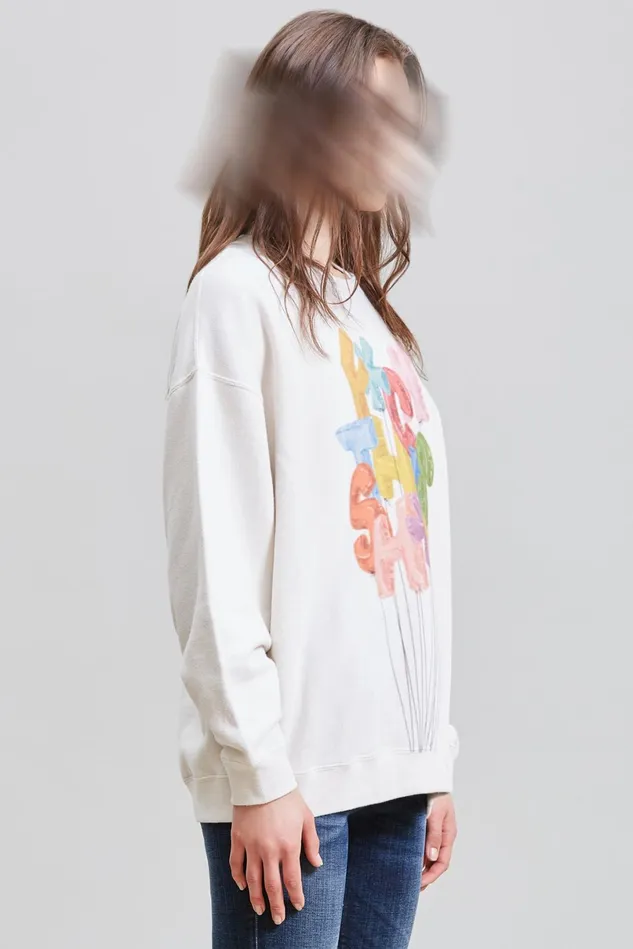 R13 Sweatshirts Women FCk This ShT Oversized Crewneck 8211 Ecru
