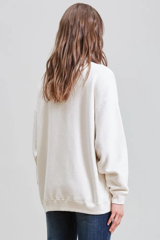 R13 Sweatshirts Women FCk This ShT Oversized Crewneck 8211 Ecru