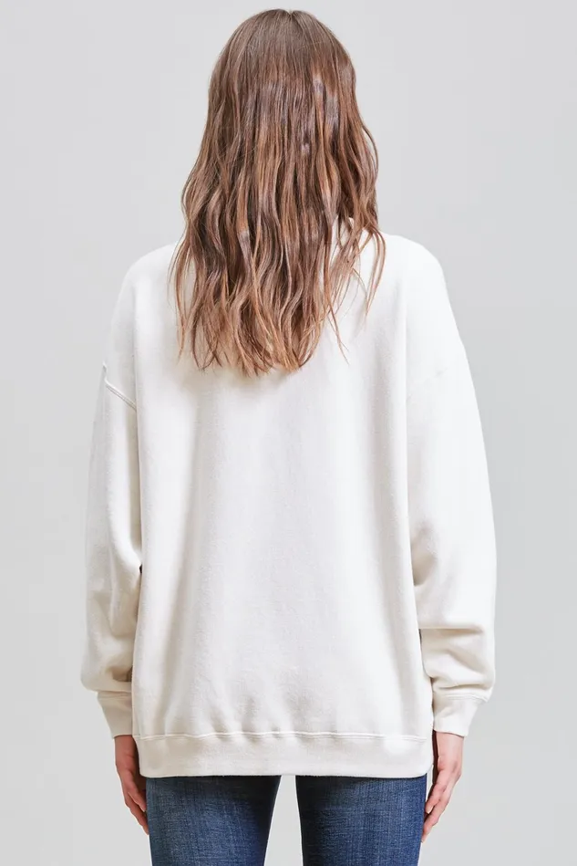 R13 Sweatshirts Women FCk This ShT Oversized Crewneck 8211 Ecru