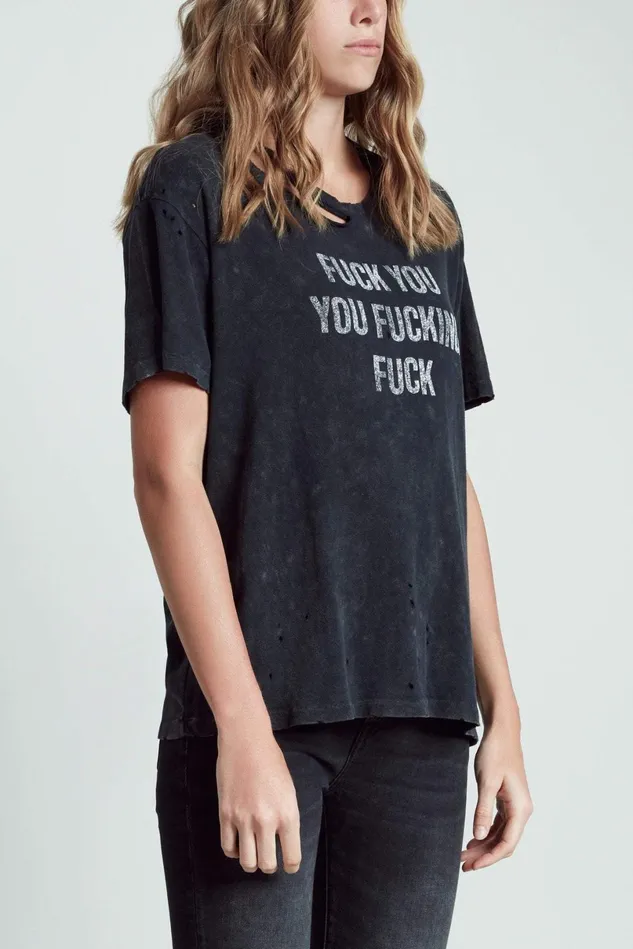 R13 TShirts Women FU Ripped Boy TShirt 8211 Acid Black R13 TShirts Women FU Ripped Boy TShirt 8211 Acid Black