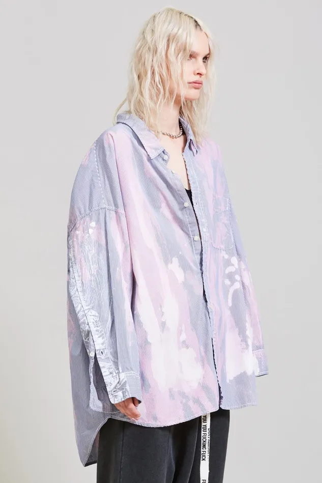 R13 Tops Women Bleached Drop Neck Shirt