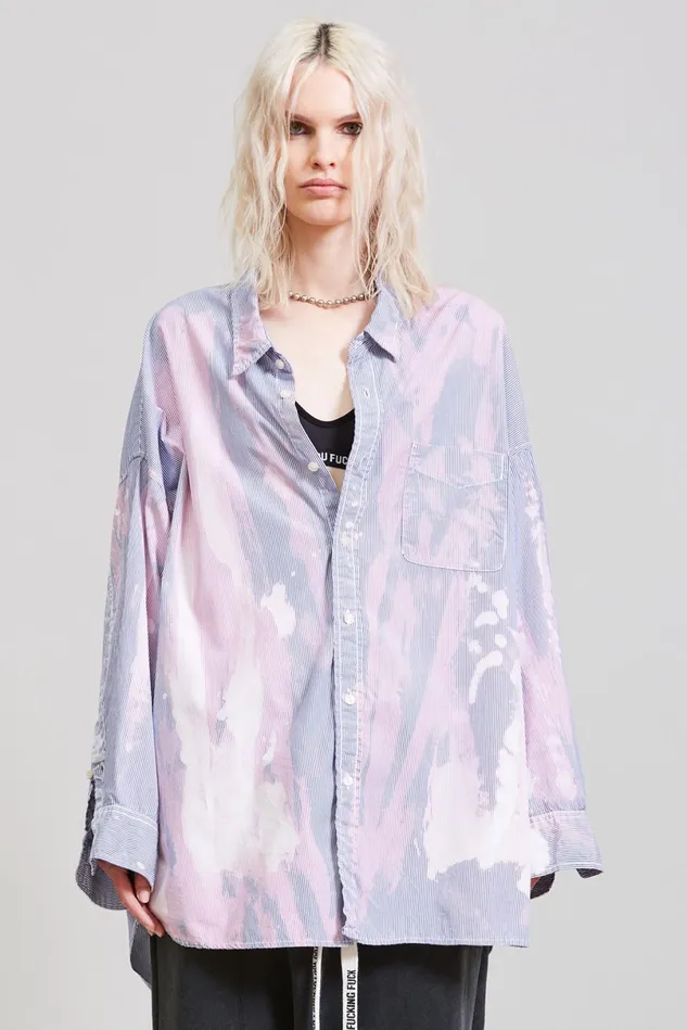 R13 Tops Women Bleached Drop Neck Shirt