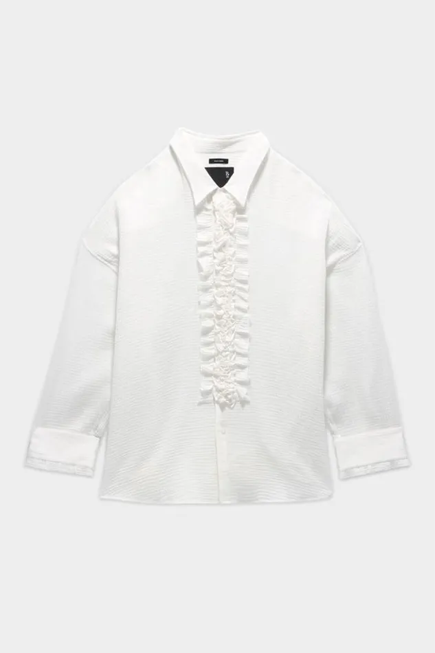 R13 Tops Women Drop Neck Tuxedo Workshirt 8211 Ecru