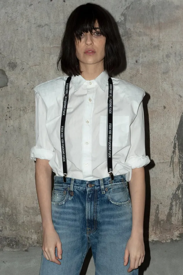 R13 Tops Women Folded Shoulder Shirt 8211 White