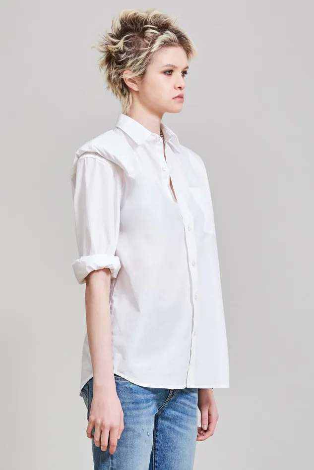 R13 Tops Women Folded Shoulder Shirt 8211 White