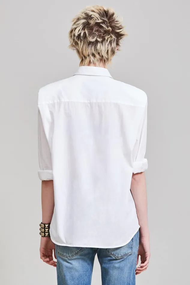 R13 Tops Women Folded Shoulder Shirt 8211 White